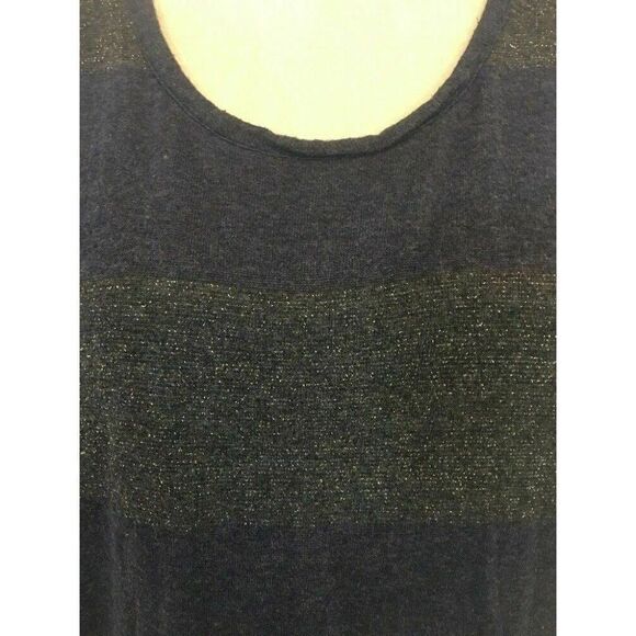 Splendid Womens Navy Blue Silver Metallic Striped Short Sleeve Top Small - Picture 3 of 7